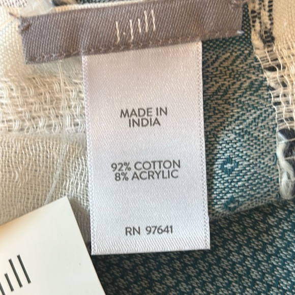 J.Jill Cream Scarf Teal Lavender Stripes India NWT - Picture 5 of 6